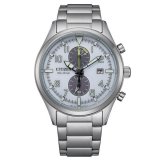 【送料無料】CITIZEN メンズ腕時計 海外モデル エコドライブ クロノグラフ ホワイトダイヤル CA7028-81A