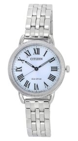 【送料無料】CITIZEN L レディース腕時計 海外モデル クラシック エコドライブ コイン エッジ シルバーダイヤル EM1050-56A