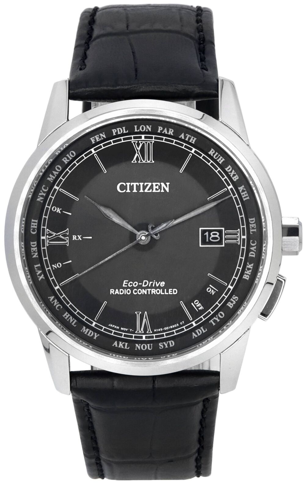 画像1: 【送料無料】CITIZEN メンズ腕時計 海外モデル エコドライブ 電波時計 ブラックダイヤル CB0151-19E